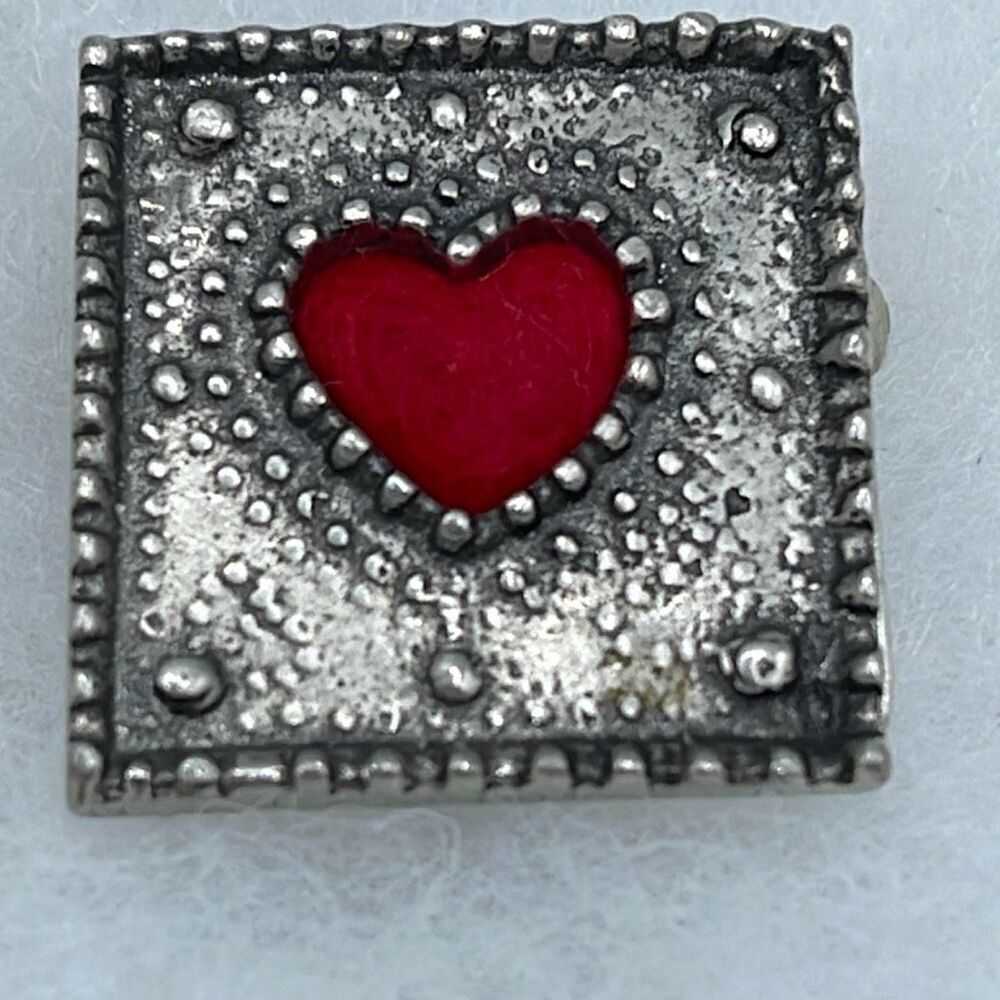 Vintage The Tin Woodsman pewter heart pin.